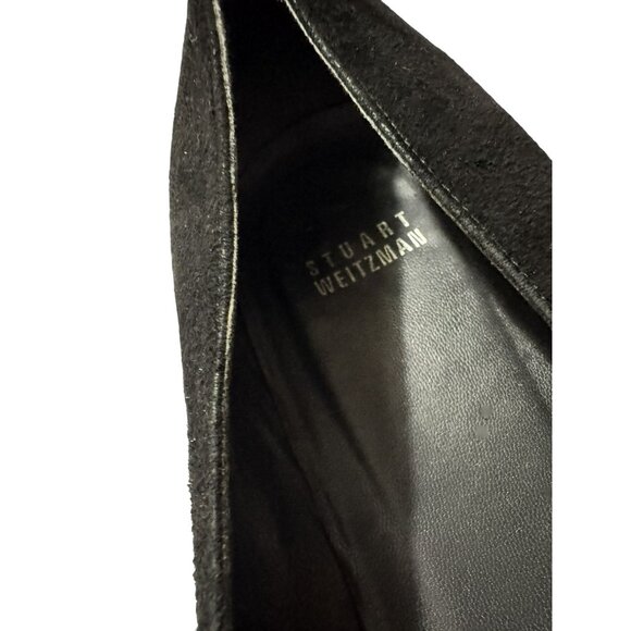 Stuart Weitzman Black Suede Leather Square Toe Kitten Heel Shoes Pumps XCross 8M - Picture 9 of 11